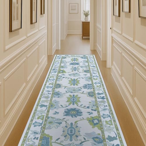 Green Oushak Rug, Modern Rugs, Vintage, Turkish, Eclectic, Floral, Pastel, Washable, Small Throw, Accent Area Rug for Living Room, Bedroom, Kitchen, Bathroom, 2'5"x4'11" - color: Cream Green, size: 2'6" x 4'11" (Rectangular)