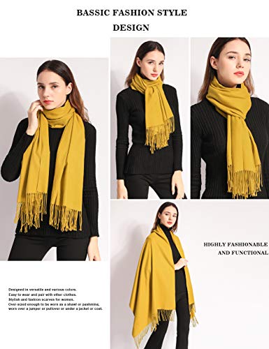 Pashmina Shawl Women Winter Scarf Warm Wedding Wraps Ladies Scarves for Evening Dresses - color: Yellow