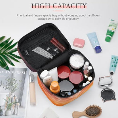 Makeup Bag Yoga Meditation Printed Large Capacity Travel Make Up Bag for Cosmetics Vertical Storage Water-Resistant Leather Toiletry Organizer Skincare Makeup Organizer Bag
