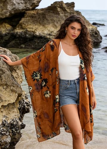 Kimonos for Women Swimsuit Coverups Beach Cover Up Swimwear Cardigan Summer - color: Fuscous