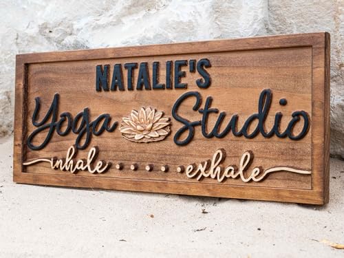 Personalized Wood Carved Yoga Meditation Room Name Sign, Namaste Yoga Studio Decor Birthday Gift for Her Mothers Day Gift for Mom Yoga Gifts