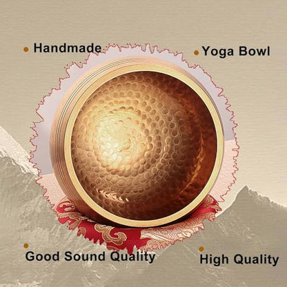 Handmade Tibetan Meditation, Singing Bowl Spiritual Decor, Brass Bowl with Beater & Cushion, for Meditation, Yoga, and Sound Healing(5.9in/15cm) - size: 5.9in/15cm