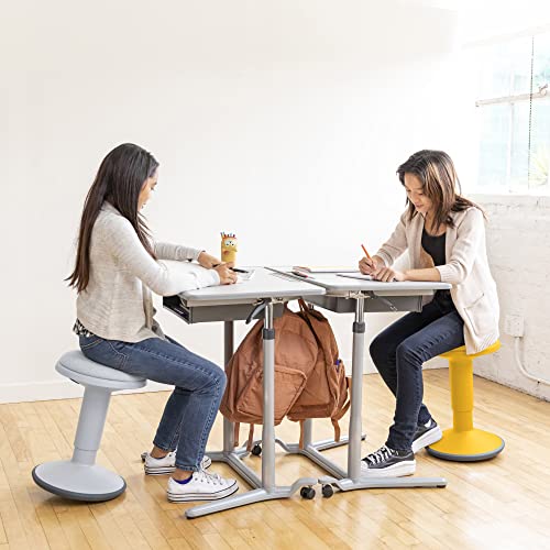 ECR4Kids Sitwell Wobble Stool with Cushion, Adjustable Height, Active Seating, Yellow - color: Yellow