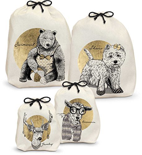 Punch Studio Molly & Rex Home Travel Vacation Fabric Storage Accessories Bag Set 35293