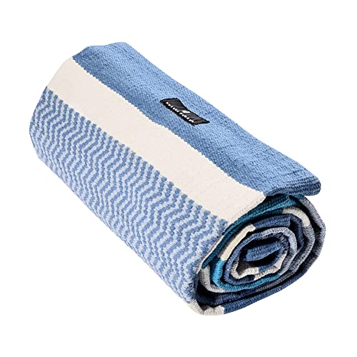 Hugger Mugger Cotton Yoga Rug - Absorbent, Grippy Tight Weave, Ashtanga and Hot Yoga Rug, Helps with Slippery Hands and Feet - color: Caribbean Blue