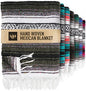 Hydration Nation Authentic Extra Large Mexican Blanket - 70"x50" Handwoven Yoga, Serape, Artisanal Falsa - Camping, Picnic, Outdoor (Military Green) - color: Military Green