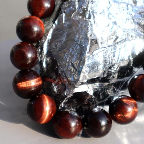 Natural Handmade Healing Chakra Bracelet - color: 12mm-Red Tiger Eye-FOR 8-8.7 INCH WRIST