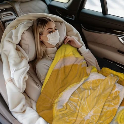 Yellow Lemon Prints Throw Blanket (320g Flannel) Anti-Pilling Warm Fuzzy Blankets for Bed Sofa Couch Travel 40x30 Inch - color: Yellow Lemon, size: 40x30 Inch