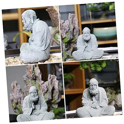 1pc Chinese Style Sitting Buddha Statue Sandstone Figurine for Home Decor Office Zen Garden and Meditation Spaces