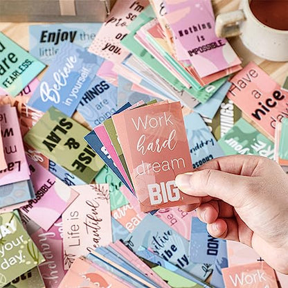 Jinei 300 Inspirational Affirmation Cards Bulk Daily Positive Motivational Gifts Cards Small Mini Encouragement Quotes for Women Coworker Team(Bohemian) - style: Bohemian