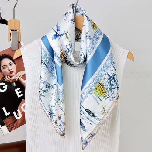100% Pure Mulberry Silk Scarf 35" Large Square Lightweight Headscarf –Women’s Hair Wraps-With Gift Packed