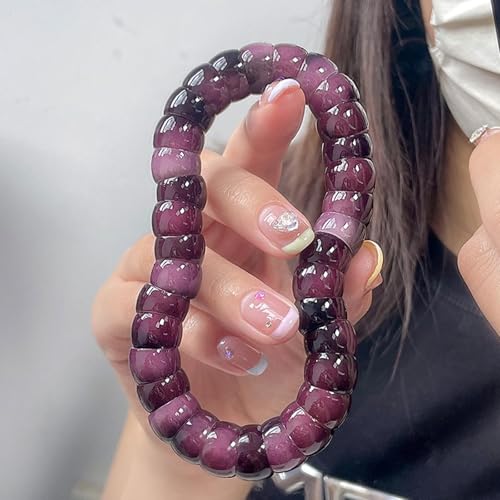Natural Bodhi Seed Bracelets Anxiety Fidget Bracelets Anxiety Relief Items Protection Healing Stretch Bodhi Fidget Bracelet for Women Men - color: A1:Deep purple