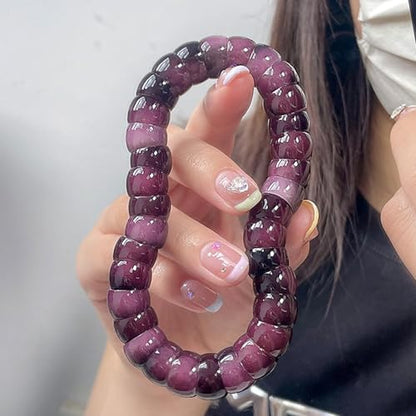 Natural Bodhi Seed Bracelets Anxiety Fidget Bracelets Anxiety Relief Items Protection Healing Stretch Bodhi Fidget Bracelet for Women Men - color: A1:Deep purple