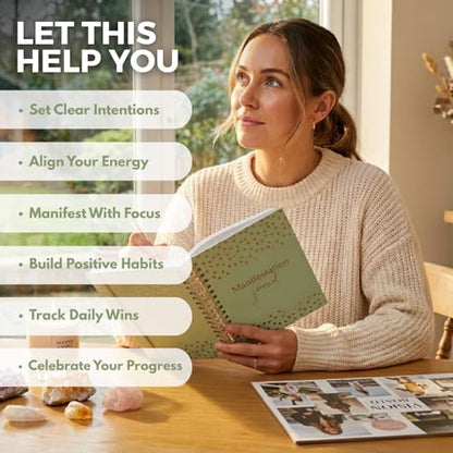 Manifestation Journal for Women | Guided 369 Method & Undated 90-Day Planner for Intentional Goal Setting - Sage Green - color: Sage Green