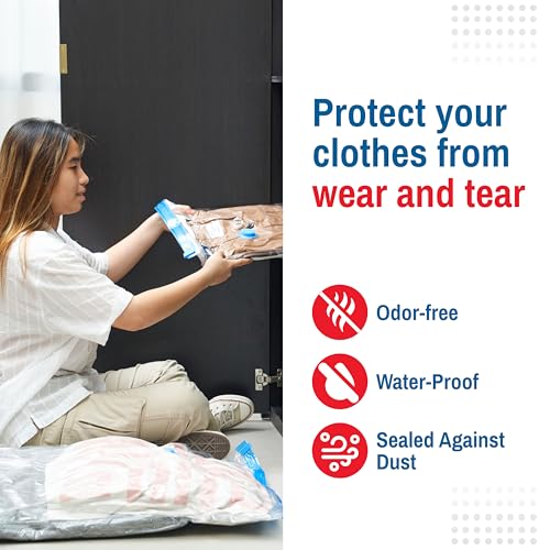 10 Pack Medium Vacuum Storage Bags for Comforters, Blankets & Clothes – Vacuum Sealed Compression Bags with Hand Pump – Space Saver Storage Bags for Bedding, Moving, Travel & Organization - size: 10 Medium Bags