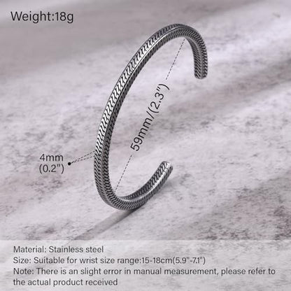 Handmade 925 Sterling Silver Bangle Bracelet Simple Silver/Gold Adjustable Cuff Bangles Durable Stainless Steel bracelet for Men &Women Daily Jewelry Gift for Anniversary Birthday Gift - color: Bangle-23
