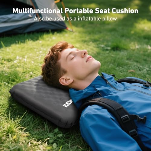 Inflatable Seat Cushion, Self Inflating Memory Foam Stadium Seat Cushion Lightweight Camping Chair Pad Airplane Cushion for Long Flights Outdoor Travel Bleacher Office Car Backpacking (Grey-2pack) - color: Gray-2pack