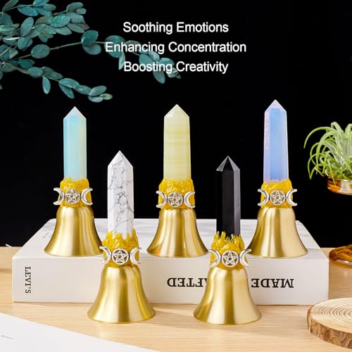 Super Loud Solid Brass Handbells Altar Bells Natural Obsidian Tower Bell Chimes Witch's Bells Hand Percussion Instruments Call Bells for Meditation Prayer Pet Feeding and Home(Obsidian, 4.53") - color: Obsidian, size: 4.53"