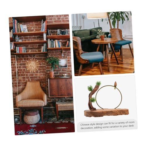 ULTECHNOVO Retro Chinese Style Zen Root Carving Wooden Artware Home Furnishing Shelves Decorations