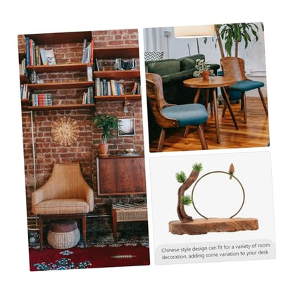 ULTECHNOVO Retro Chinese Style Zen Root Carving Wooden Artware Home Furnishing Shelves Decorations