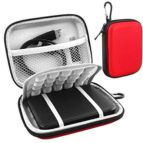 Lacdo Hard Drive Carrying Case for Western Digital WD Elements/WD My Passport/My Passport Ultra Portable External Hard Drive HDD 1TB 2TB 4TB 5TB 6TB USB 3.0 Protective Storage Travel Bag, Red - color: Red