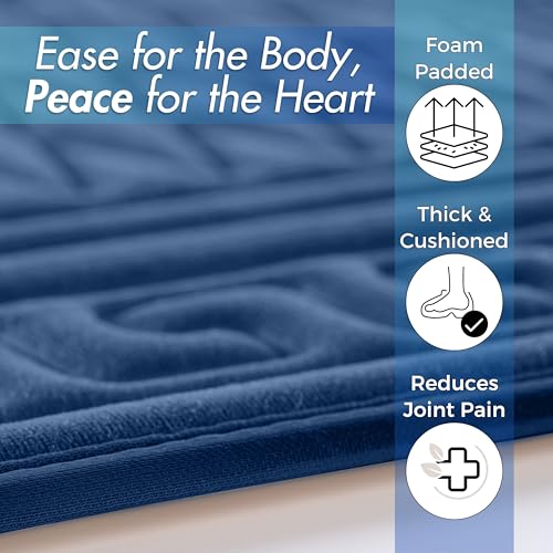 Sacred Artisans Padded Prayer Mat Thick with Soft Velvet Foam | Prayer Rug and Meditation Mat for Men Women Home Travel & Gift (Ocean Blue) - color: Blue
