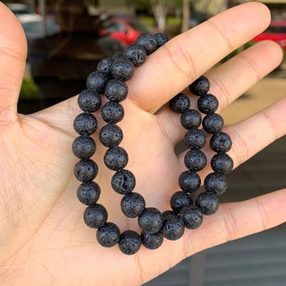 Adabele 1pc Natural Stretch Gemstone Bracelet 8mm (0.31") Bead 7 Inch to 8.5 inch Healing Crystal Energy Quartz Chakra Jewelry Women Unisex Birthday Gift - color: Lava Rock, size: 7 inch