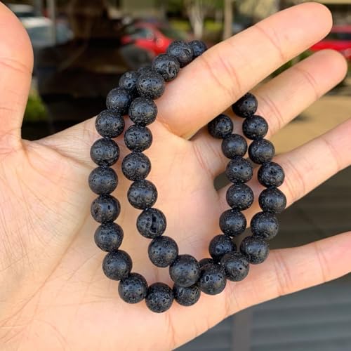Adabele 1pc Natural Stretch Gemstone Bracelet 8mm (0.31") Bead 7 Inch to 8.5 inch Healing Crystal Energy Quartz Chakra Jewelry Women Unisex Birthday Gift - color: Lava Rock, size: 7.5 inch