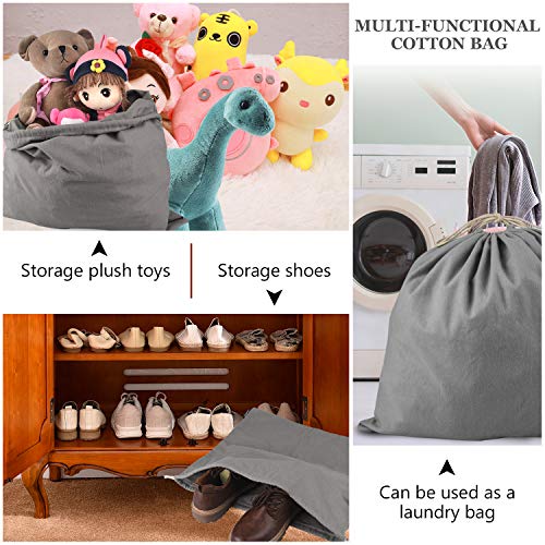 PlasMaller Dust Cover Storage Bags Purified 100% Cotton Flannel with Drawstring Pouch For Handbags Purses Pocketbooks Shoes Boots Set of 3 (Grey) - color: Grey