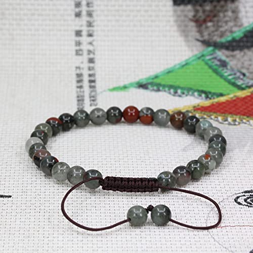 Keleny Natural Gemtone 6mm Round Beads Crystal Adjustable Braided Macrame Tassels Bracelets Unisex - color: Gray
