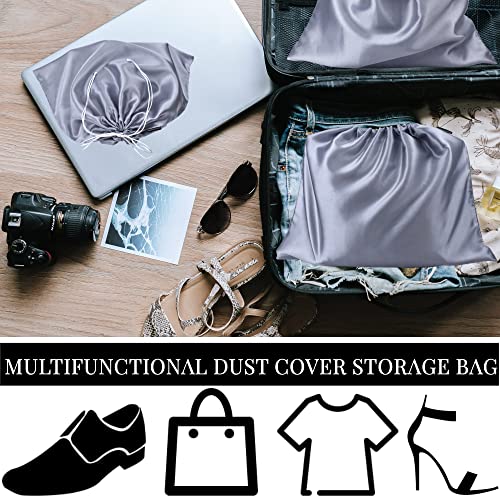 2 Pack Dust Bags for Handbags Silk Dust Cover Bag for Handbags Purses Shoes, Dustproof Drawstring Bag Travel Storage Pouch (Grey) - color: Grey