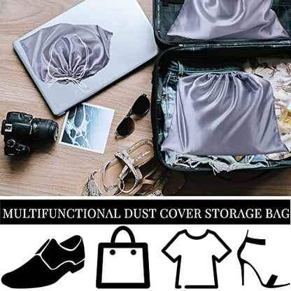 2 Pack Dust Bags for Handbags Silk Dust Cover Bag for Handbags Purses Shoes, Dustproof Drawstring Bag Travel Storage Pouch (Grey) - color: Grey