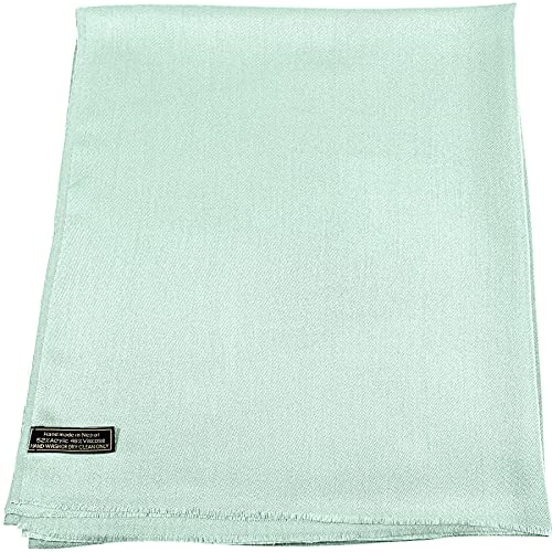 CJ Apparel Solid Color Fringe Design Fringe Shawl Scarf Wrap Stole Throw Head Wrap Pashmina Gift Hand Made in Nepal New - color: Celeste Fc1019h