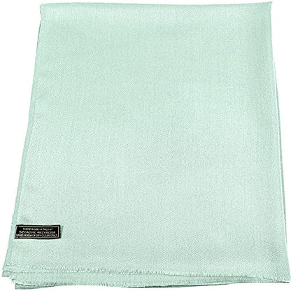 CJ Apparel Solid Color Fringe Design Fringe Shawl Scarf Wrap Stole Throw Head Wrap Pashmina Gift Hand Made in Nepal New - color: Celeste Fc1019h