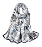 100% Mulberry Silk Long Scarf for Women Large Shawls for Headscarf and Neck- Oblong Hair Wraps with Gift Packed - color: White&blue-sailing