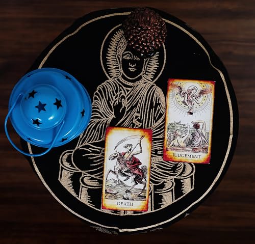 Indian Consigners Tarot Spread Altar Cloth Small 18" Square Wall Hanging Wiccan Witchcraft Wica Wall Hanging (Golden Buddha) - color: Golden Buddha