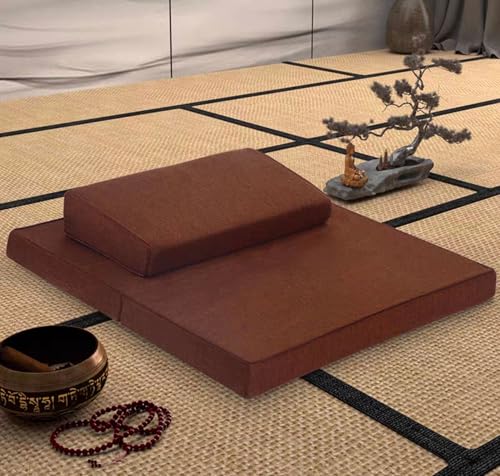 Meditation Mats,Futons, Household Folding, Thickened Fabrics, Coconut Palm, Kneeling Mats(Size:28x28inch,Color:Coffee1) - color: Coffee1, size: 28x28inch