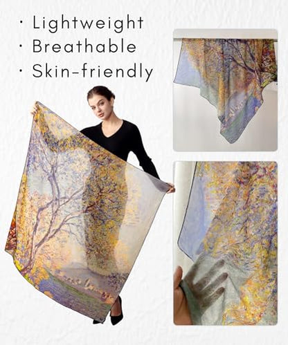 PoeticEHome Cashmere Scarf Wrap 36"x36" - Featherlight & Wrinkle-Free Artistic Square Shawl for Travel & Office, Gift Ready - color: Antibes - 36"