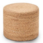 18'' Pouf Ottoman, Natural Braided Poof, Round Poufs, Rustic Handweave Lounge Pouffe, Boho Footrest Stool for Bedroom, Accent Table or Seat for Patio, Living Room - color: 18inch Natural Water Hyacinth Braid