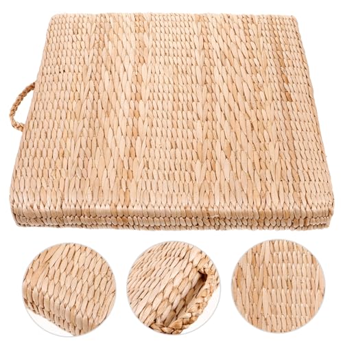 Healifty Japanese Traditional Straw Woven Meditation Cushion Square Braided Floor Mat for Yoga and Zen Sitting Comfortable Seat Cushion for Adults for Home and Outdoor Use
