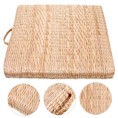 Healifty Japanese Traditional Straw Woven Meditation Cushion Square Braided Floor Mat for Yoga and Zen Sitting Comfortable Seat Cushion for Adults for Home and Outdoor Use