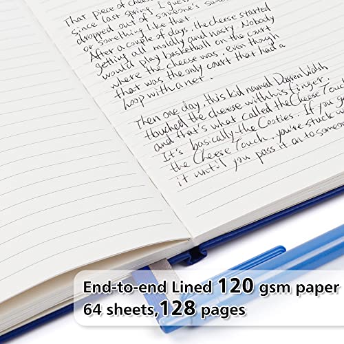 feela 3 Pack Notebooks Journals Bulk with 3 Black Pens, A5 Hardcover Notebook Classic Ruled Lined Journal Set with Pen Holder for Work Business Journaling Note Taking, 120 GSM, 5.1”x8.3”, Navy - color: 3 Pack navy