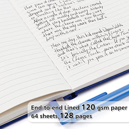 feela 3 Pack Notebooks Journals Bulk with 3 Black Pens, A5 Hardcover Notebook Classic Ruled Lined Journal Set with Pen Holder for Work Business Journaling Note Taking, 120 GSM, 5.1”x8.3”, Navy - color: 3 Pack navy