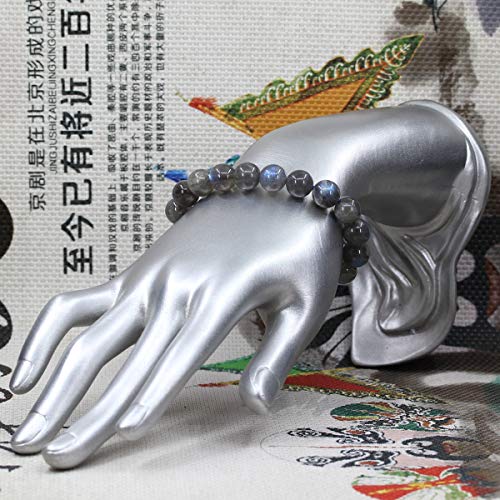 Keleny Fashion Crystal Man Women Stretch Bracelet 10mm Round Beads Rock Jasper 7 Inch Unisex - color: Blue Spectrolite Labradorite