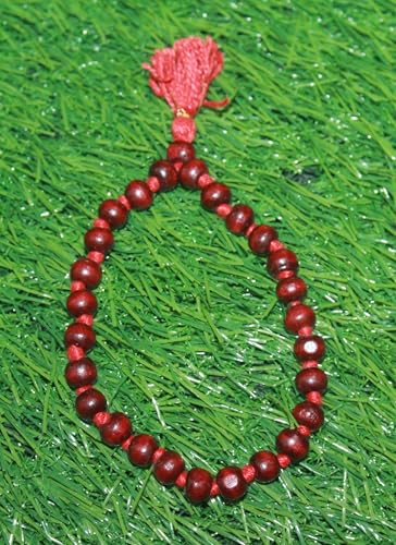 Red Sandalwood Sumarni Mala Knotted 8 MM, 27+1 Beads Wrist Mala | Sandalwood Prayer Beads Japa Bracelet for Meditation and Spiritual Practice