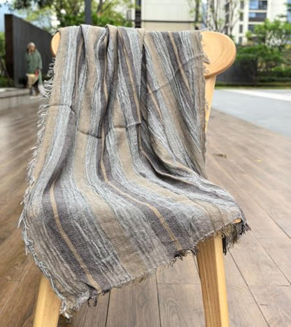 Artistic Retro Cotton And Linen Scarf, Plain Tie Dye Gradient Autumn And Winter New Soft Cotton Shawl - color: Light Gray