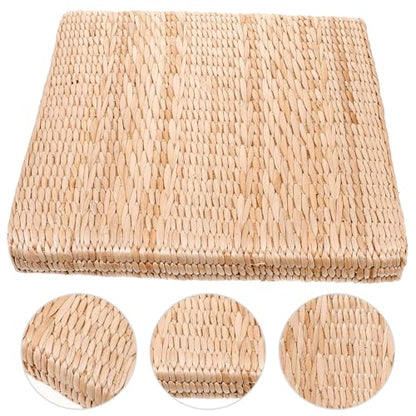 Hemobllo Straw Woven Meditation Cushion Square Floor Seat Pad 40x40cm 6cm Thick Japanese Style Woven Seating Mat for Yoga Zen Sitting and Home Use