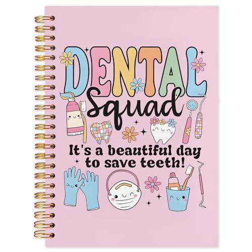 Dental Dentist Gifts Notebook, Dental Assistant Graduation Gifts Journal, Pink Dental Squad Spiral Notebook Journal for Note Taking, Dentist Office Supplies, 5.5x8.3 Inch - color: debtal squad