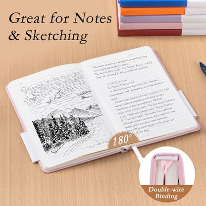 deli A5 Lined Journal Notebook, 160 Pages Hardcover Writing Notebook, 5.5"x8.2" College Ruled Notebook for Office, School, Work Notes (Pink) - color: Pink
