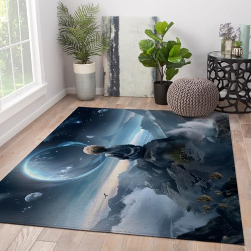 Modern Rectangle Area Rug, 5'x6' Rug Non-Slip Machine Washable Rugs Meditation Theme Yoga Mat Mountain View Prints Large Carpets - size: 5'x6' (152cm x 183cm）